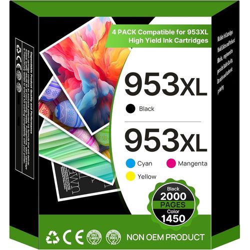 meimieshop-Cartouche 953Xl 953 Xl Compatible Pour Hp 953 Xl Compatible Pour Hp Officejet Pro 7740 8720 7720 8710 8725 8730 8715 8725 7730 8210 8715 8218 8719 8710 8740(Pack De 4 Cartouches)