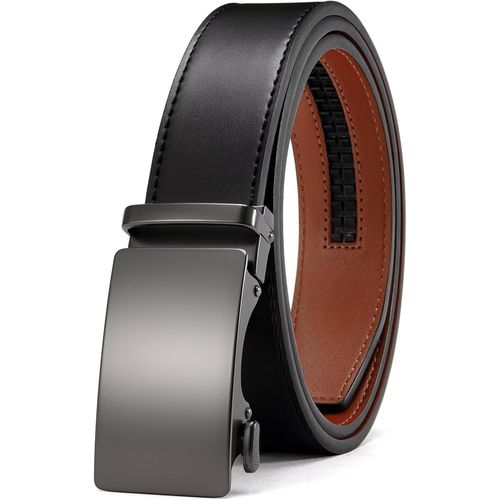 Meimieshop-Buckley Ceinture Automatique En Cuir À Cliquet Pour Homme Avec Boucle Automatique Pour Costume D'affaires,35mm De Large,Ceinture Sans Trous,Taille Ajustée,Pistolet-Noir,Taille 90-100cm