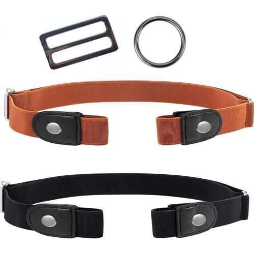 Meimieshop-2 Pièces Ceinture Extensible Sans Boucle Ceinture Sans Boucle Ceinture Élastique Invisible Unisexe Femme & Homme,Ceinture Réglable Dégagement Rapide Ceinture