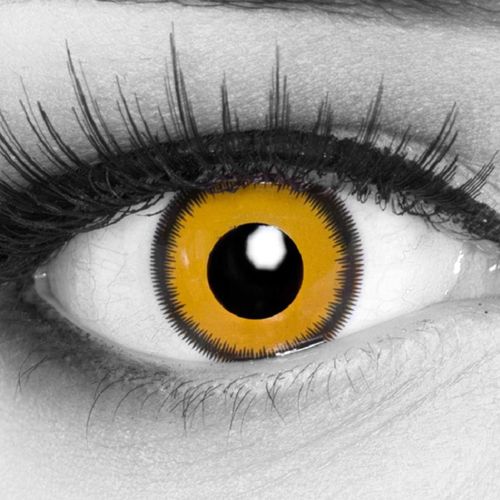 Meimieshop-Lentilles Couleur Cosplay-Manga Anime Lunatic Sun Yellow. Pour Halloween,Fantaisie,Carnaval + Étuis À Lentilles De Contact I 1 Paire(2 Pièces) I Sans Correction I 0,00 Dioptries 