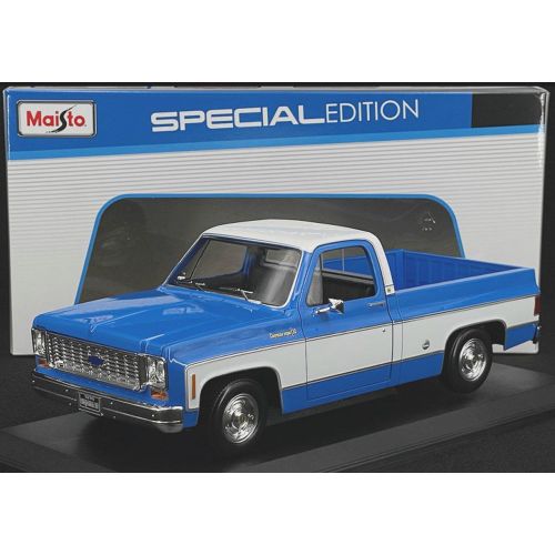Véhicules miniatures Die Cast 1/18 CHEVROLET C10 CHEYENNE SUPER 1974 - Bleue et Blanche