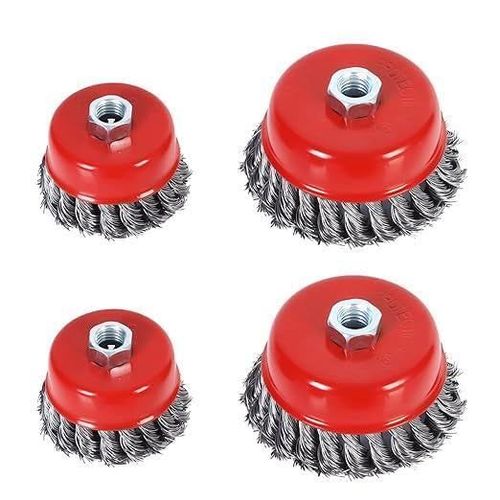 meimieshop-Brosse Métallique Nettoyage,4Pcs Brosse Conique Pour Meuleuse D'Angle,Brosse De Ponçage En Acier Torsadé Pour Meuleuse D'Angle(Diamètre De 75Mm Et 100Mm,M14)