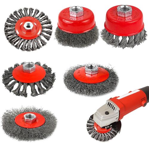 meimieshop-6Pcs Brosse Conique Pour Meuleuse D'Angle,M14 Brosse Métallique Nettoyage 75Mm Et 100Mm Brosse De Ponçage Accessories Pour Clean For Metal