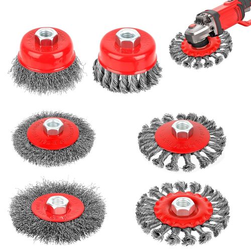 meimieshop-6 Pièces Brosse Métallique Pour Perceuse Meuleuse D'Angle,Brosse Métallique Meuleuse Avec Filetage M14¿Brosse Metallique De 75Mm 100Mm De Diamètre À N?ud Torsadé Pour Dérouillage Polissage