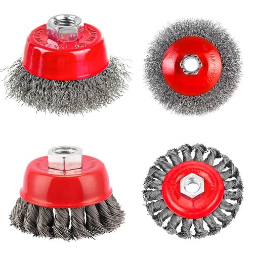 meimieshop-4 Pièces Brosse Métallique Pour Meuleuse D'Angle,Brosse Métallique Perceuse De 75Mm Et 100Mm,Brosse Métallique Meuleuse Avec Filetage M14,Pour Dérouillage Polissage