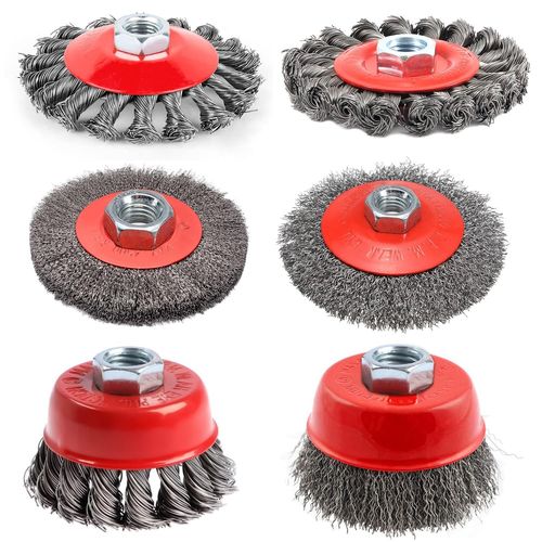 meimieshop-6 Pièces Brosse Métallique Pour Meuleuse D'Angle,Brosse Métallique Perceuse De 75Mm Et 100Mm,Brosse Métallique Meuleuse Avec Filetage M14,Pour Dérouillage Polissage
