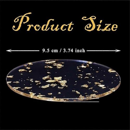 Feuille D'or Acrylique Sous-Verres Lot De 6 Pour Boissons Style Nordique Thé Dessous De Verre Tasse À Café Coussin Isolant Pour Bols, 9,5 Cm