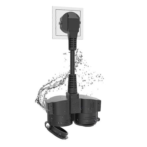 Double prise pour prise, rallonge avec 2 prises Schuko, prise multiple extérieure, 16 A / 250 V, prise UE