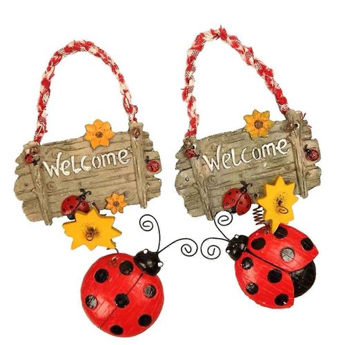 Dessin animé Coccinelle Fleur Carte De Bienvenue Mignon Numéro Ornement Maison Porte Décoration Tournesol Liste Signe Artisanat