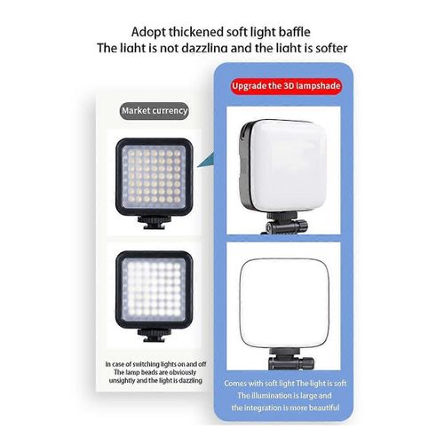 Mini LED Fill Light Cold Shoe Lighting pour caméscope appareil photo Vlog Amovible Back Clip-on Mobile Phone Photography Light B