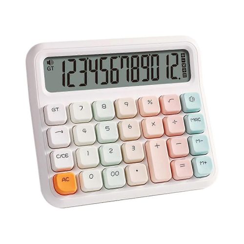 Calculatrice de bureau Affichage à 12 chiffres, design mignon et ergonomique avec grand écran LCD pour la maison, l'école, le bureau