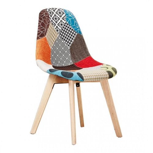 Chaise De Tulipe En Tissu Patchwork - Design Scandinave - Salle À Manger, Salon, Bureau - Style Rétro Et Intérieur De Vie À La Mode
