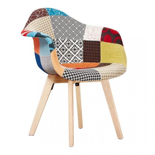 Chaise De Baignoire En Tissu Patchwork - Design Scandinave - Accoudoirs - Salle À Manger, Salon, Bureau - Intérieur De Vie De Style Rétro - Intérieur De Vie