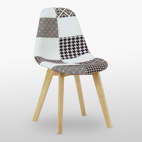 Chaise Scandinave Simple En Tissu Patchwork - Couleurs En Noir Et Blanc - Salle À Manger, Intérieur De La Vie De La Cuisine
