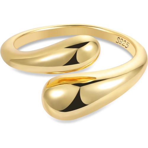 Yemaesre-Bague Femme Or/Argent, Bagues Goutte D'eau Chunky, Hypoallergéniques, Acier, Bague Empilables 14k Or Plaqué, Bague Pouce, Épais Bague Ajustable Pour Femme Fille Homme