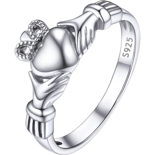 Yemaesre-Bague C Ique Irlanda Argent Femme Personnalisable, Anneau Claddagh/Triquetra Plaqué Or Rose, Taille De 47-67