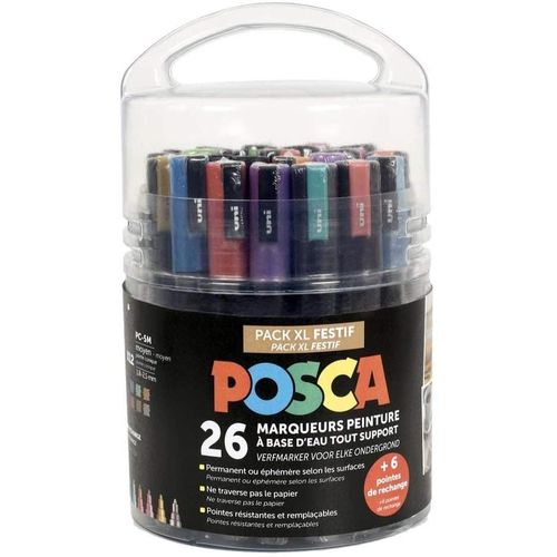 Posca Pot Marqueur À Pigment Xl Festif 26 Marqueurs Et 6 Pointes