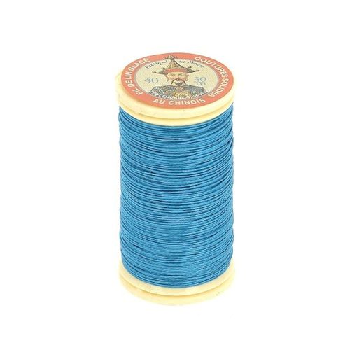 Fil Lin Glacé 30 M ¿ Fil Au Chinois ¿ N° 40 ¿ Fil De Lin Retors, Lisse, Résistant. Color : 735 Bleu Azur