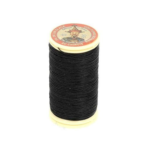 Fil Lin Glacé 30 M ¿ Fil Au Chinois ¿ N° 40 ¿ Fil De Lin Retors, Lisse, Résistant. Color : 180 Noir