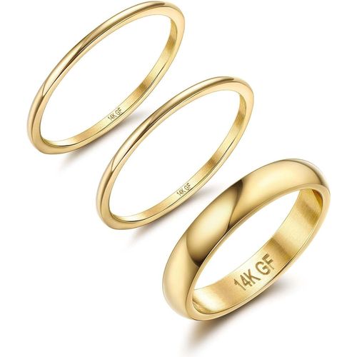 Yemaesre-Bagues Or 14k Pour Femmes En Acier Inoxydable Bague Mince À Empiler Simple Pouce Pinky Déclaration Anneaux De Bande Confort 1mm 3mm