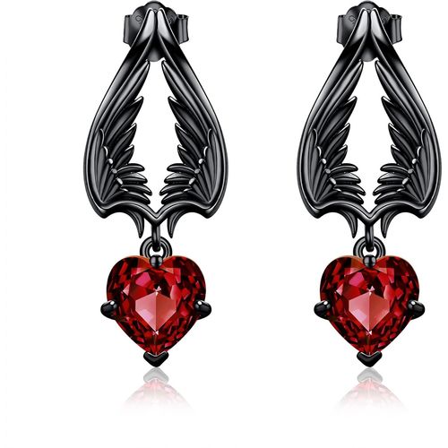 Yemaesre-Boucles D'oreilles Pendantes En Argent Sterling Avec Ailes D'ange Démon - Bijoux D'anniversaire Pour Femme