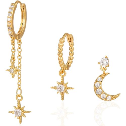 Yemaesre-Boucles D'oreilles Argent 925 Pour Femme Plaquée Or 14 Carats Dangle Chaîne Boucles D'oreilles, Double Creoles Pour Plusieurs Piercings Oreille Helix Tragus Piercing Bijoux