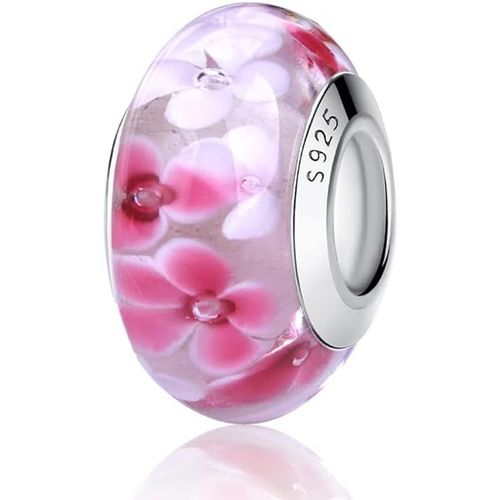 Yemaesre-Breloque En Verre De Murano, Bracelet Et Pendentif Chaîne Pour Femme, Argent Sterling 925, Pandora Compatible Avec Gnoce Et Trollbeads