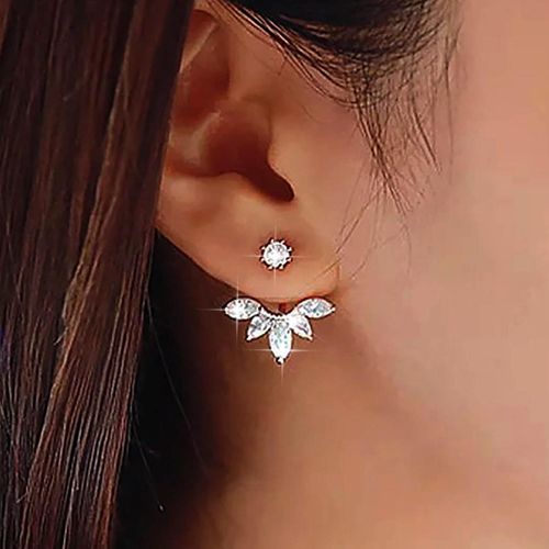 Yemaesre-Boucles D'oreilles Cz Feuille D'or Boucles D'oreilles Strass Boucles D'oreilles Clou Zircone Boucles D'oreilles Cristal Boucles D'oreilles Grimpantes Bijoux Pour Femmes Et Adolescentes