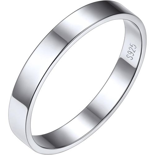 Yemaesre-Bague Argent 925 Anneau Simple Bague De Fiançailles Pour Homme Femme Couple Anneau De Base Bijoux Prénom Personnalisé 3mm/5mm Blanc Taille 47-67