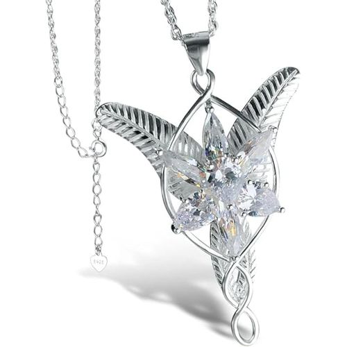 Yemaesre-Collier Princesse Arwen | Acier Titane Hypoallergénique | Inspiré Du Seigneur Des Anneaux | Pendentif De 5 Cm | Chaîne De 53 Cm | Bijoux Elfiques Pour Femme 53 Cm, Acier Inoxydable, Normal,