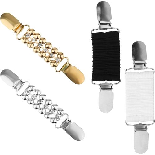 Yemaesre-4 Pièces Pince À Robe Pinces À Dos, Rétro Pinces À Vêtements Pince À Pull Fermoirs De Châle Pince Cardigan Clips Dos Pour Tenue De Femme