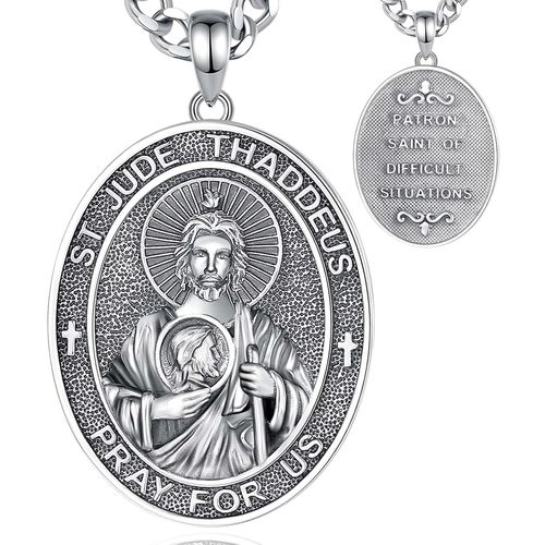 Yemaesre-St. Christophe/St. Michel/St. Benoît/Saint Jude//Médaille Vierge Marie Croix Jésus 7 Sceaux D'archange Pendentif En Argent Sterling 925 Pour Hommes Femmes S Religieuses