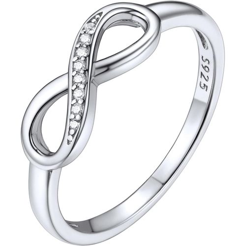 Yemaesre-Bague De Fiançailles Femme Infini Prénom Personnalisé Argent 925/Or Rose, Taille 47/49/51/54/57/59/61/64/67, Anneau Alliance Infinity Avec Oxyde De Zirconium,Bijoux Fantaisie Mariage