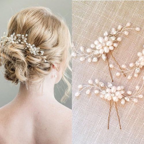 Yemaesre-2 Pcs Mariage Cristal Perle Bijoux Bijoux Cheveux Mariée Serre-Tête Pour Mariée Pour Femme Et Fille, Headpieces Accessoires De Cheveux De Mariage Pour La Mariée (Argent) 