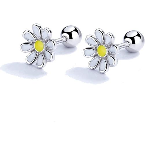 Yemaesre-Boucles D'oreilles À Tige En Argent Sterling 925 En Forme De Marguerite 18 G Pour Cartilage, Hélix, Tragus, Petit Piercing Mignon, Bijoux Cadeaux Pour Femmes Et Filles, Or Blanc, Nouveau