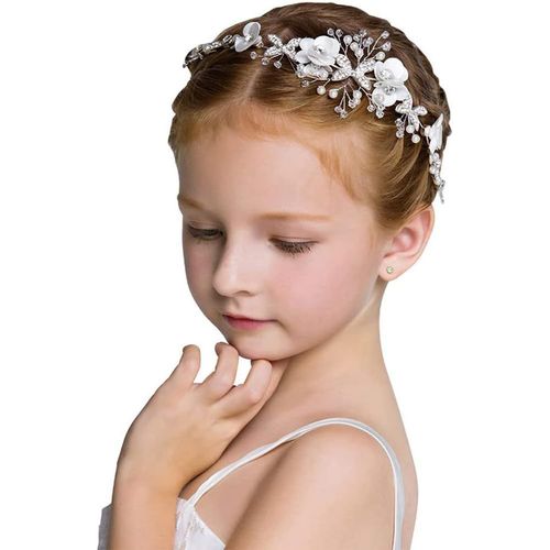 Yemaesre-Accessoires De Cheveux De Mariage, Serre-Tête De Demo Lle D'honneur, Coiffe De Mariée En Argent, Fleur Papillon Perles Strass Bandeau De Diadèmes De Fille De Fleur Pour Mariage, Festival, Fê