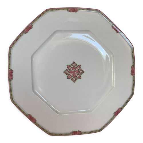 Assiette Octogonale Mille Roses Pyramide Field Haviland Limoges Rose