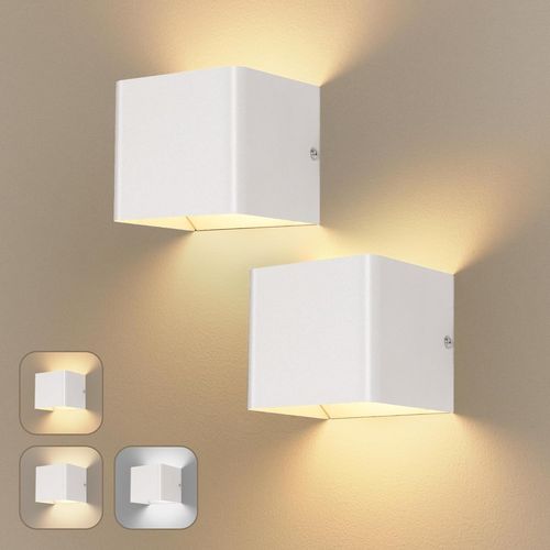 YEMAESRE-Applique Murale Sans Fil - Moderne Lampe Led Murale Interieur Usb Rechargeable - Blanc Mat Lampe De Chevet Avec 3000K 4000K 6000K 1.5W 150 Lumen - Pour Interieur Lampe De Salon - 2 Packs