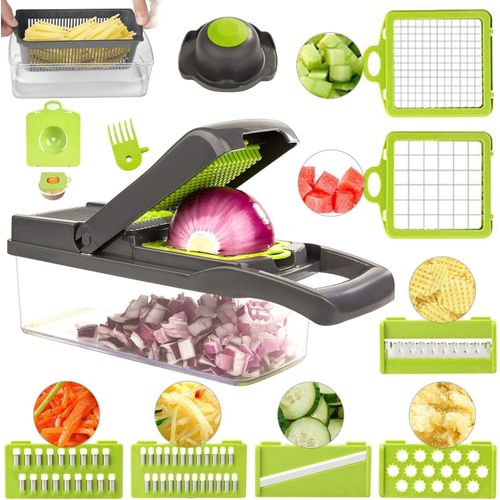 Mandoline Trancheuse - 13 En 1 Coupe-Légumes Multi-Fonction Trancheuse, Découpe Les Fruits Et Les Légumes, Mandoline Légumes Slicer, Meilleur Pour Carotte, Concombre, Oignons, Tomates