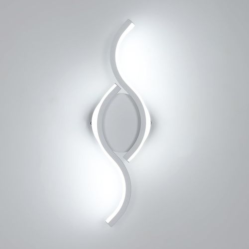 YEMAESRE-Applique Murale Intérieure Led, 12W 1350Lm Moderne Lampe Murale, Luminaire Mural Pour Salon Chambre, 6500K Lumière Blanc Froid, Blanc, 35.5Cm