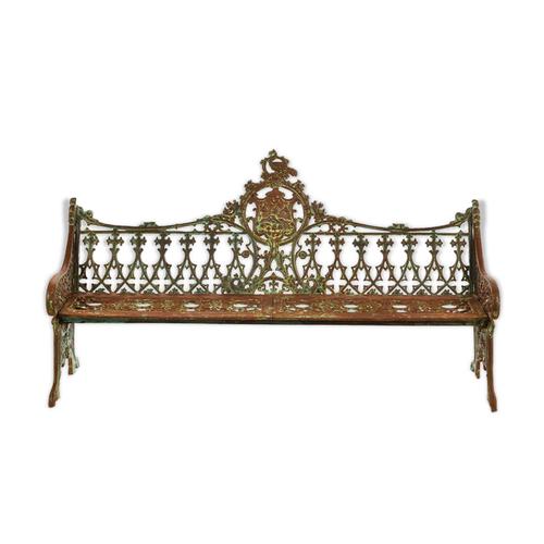 Banc En Fonte Sculpte Patine Verte Circa 1940 Vert