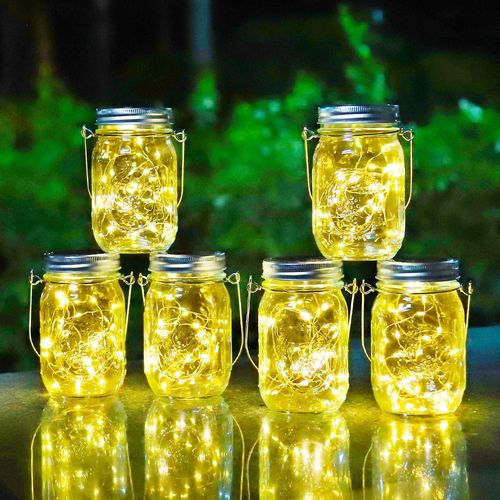 Yemaesre-Lanterne Solaire Exterieur Jardin - 6 Pièces 30 Led Étanche Ip65 Luciole Lumiere Solaire Déco Intérieur Extérieur Pour Noël Patio Branche Pergola Anniversaire Mariage Balcon Party Chambre
