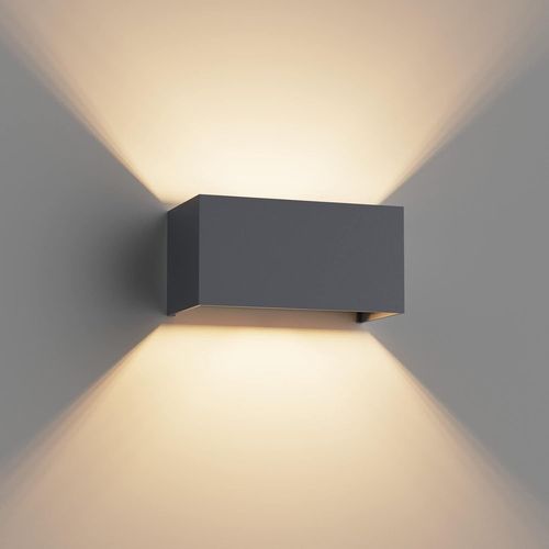 YEMAESRE-Applique Murale Interieur/Exterieur Ip54 Avec Angle De Faisceau Réglable Lampe Murale Interieur Blanc Chaud 3000K Luminaires Extérieur Up Down Design (Anthracite)