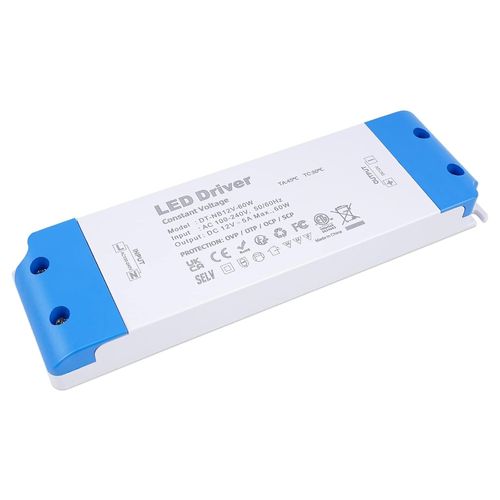 YEMAESRE-Transformateur 220V 12V Led, Ultra Mince 60W Transfo Alimentation, 5A Led Driver Adaptateur,Constante Basse Tension Convertisseur Pour Lampes Led Ampoule Mr16 Gu4 Mr11 Gu5.3 Et Pilotes