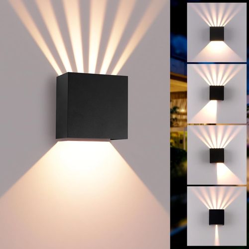 YEMAESRE-Applique Murale Led D'Intérieur Et D'Extérieur, Blanc Chaud Éclairage Direct Vers Le Haut Et Vers Le Bas Faisceau Lumineux Réglable Étanche Ip65 Pour Salon Chambre Escalier Jardin Balcon