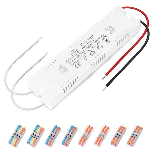 Yemaesre-Transformateur Led 12v 60w, 220v À 12v 5a Avec 8 Connecteurs 2 Broches, Ac/Dc Pour Ampoules Mr16 G4 Mr11 Gu5.3 Et Pilotes