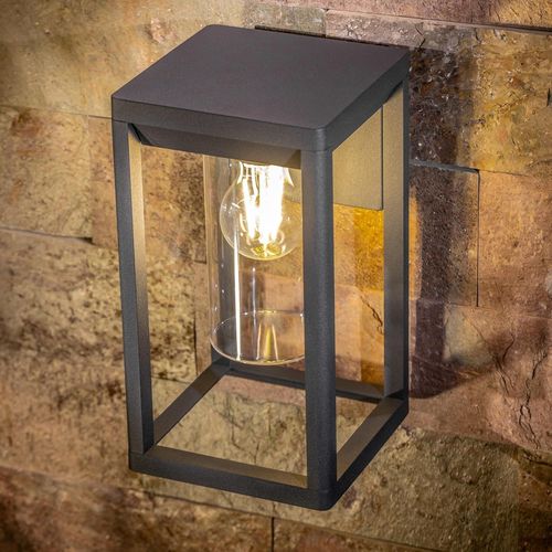 Yemaesre-Applique Murale Extérieure Éclairage Gris Foncé E27 Lanterne Diffuseur Transparent Ip54