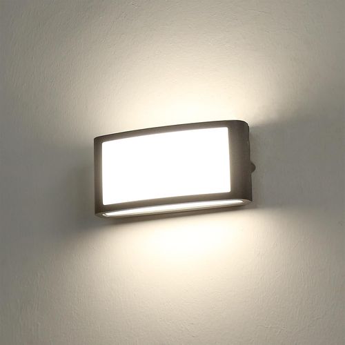 YEMAESRE-Applique Murale Led Extérieure, Lampe Murale En Aluminium Pour Jardin, Ip54 Étanche, 930Lm 4000K Blanc Naturel, Gris Anthracite