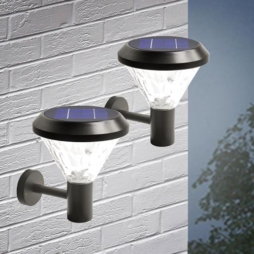 Yemaesre-2x Applique Murale D'extérieur. Lampe Solaire Extérieur Led, Projecteur Étanche Avec Télécommande Et Démarrage Intelligent Pour Éclairage Jardin, Entrée, Terrasse, Patio.