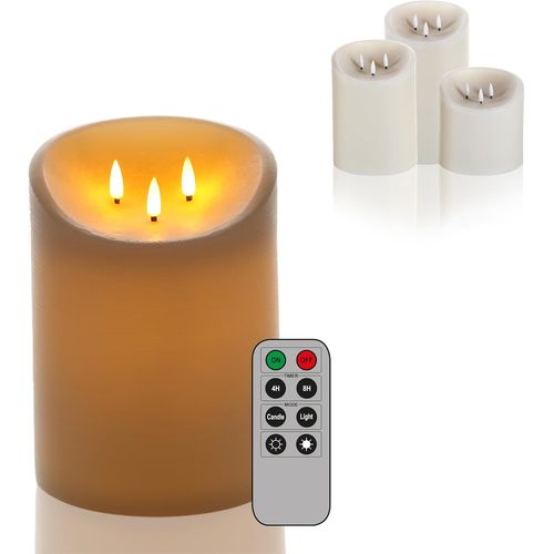 YEMAESRE-Elephant 1520 Bougie Led D'Extérieur À 3 Mèches | 15 X 20 Cm | Cire Véritable Crème | Bougie Led Vacillante Avec Minuterie | Bougies Électriques Pour L'Intérieur Et L'Extérieur |